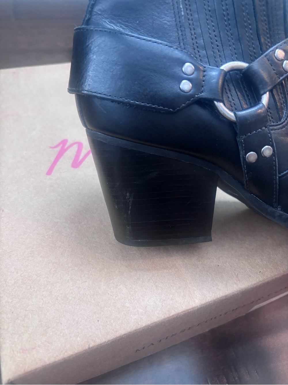 Matisse Jasmin Black Leather Moto Harness Boots size 7.5 - Picture 6 of 8